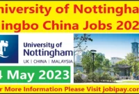 University of Nottingham Ningbo China Jobs 2023